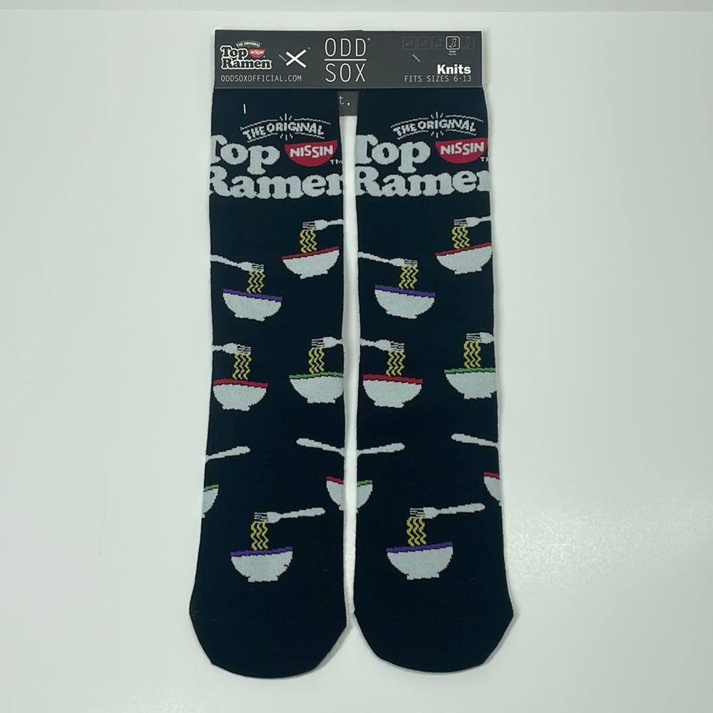 New Odd Sox Top Ramen Black Crew Socks